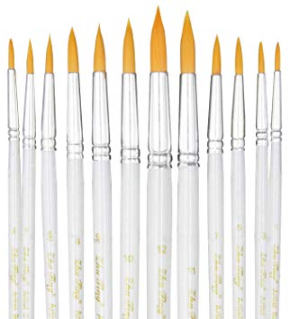Paint Brushes, StarVast 12pcs Paint Brush Set | Acylic Painting Brushes for Watercolor, Oil, Acrylic, Gouache, Plein Air /Crafts, Miniatures, Models, Rock, Art / Hobbies, Nail, Face Painting