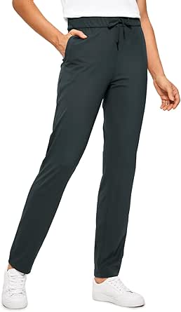 CRZ YOGA 4-Way Stretch Full Length Golf Pants for Women Tall 31" - Travel Sweatpants Workout Trousers with Pockets