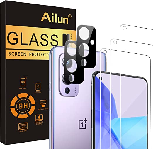 Ailun 3 Pack Screen Protector   2 Pack Tempered Glass Camera Lens Protector Compatible with OnePlus 9 Tempered Glass,Not Fit For OnePlus 9 Pro,HD Ultra-Thin