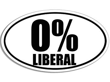 Oval 0% Percent Liberal Bumper Sticker (conservative anti decal)