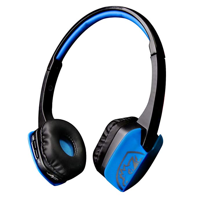 Sades D201 Wireless Bluetooth Compatible Sport Stereo Universal Headset Headphone for PC Smartphone (Blue/Black)