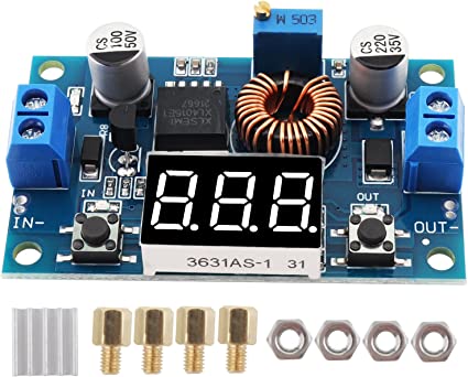 DiGiYes DC-DC Step Down Power Module XL4015 Buck Converter 5A 4.0-38V to 1.25-36V Adjustable High Power Voltage Regulator Power Module with LED Display
