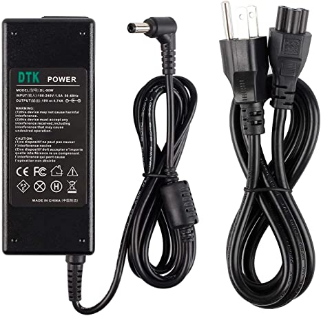 Dtk 19V 4.74A 90W for Asus Toshiba Ac Adapter Laptop Computer Charger Notebook PC Power Cord Supply Source Plug Connector: 5.5 x 2.5mm