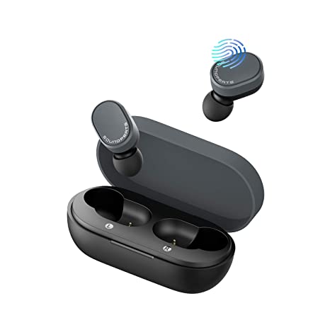 SOUNDPEATS TrueDot True Wireless Earbuds Bluetooth 5.0 in-Ear Headphones, Earphones Built-in Mic, Touch Control, 310 mAh Battery, 15 Hours Playtime, Qualcomm Chipset with AptX HD Audio (Black)