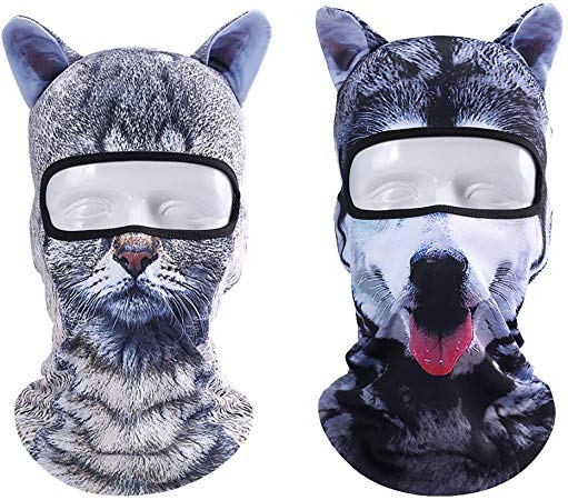 Koolip Cat Balaclava,Dog Balaclava,Halloween Hat,Cute Full Face Hood Mask Animal Ski Mask for Hiking Riding Sports Outddor