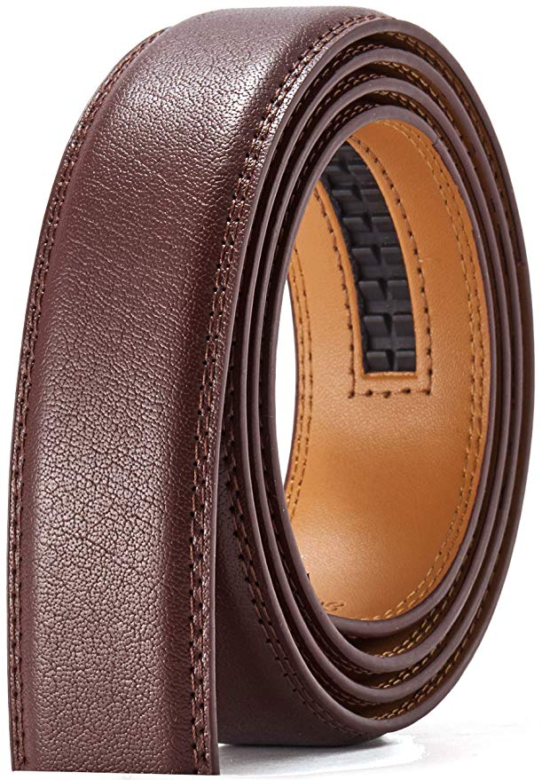 Ratchet Belt Strap Only 1 3/8”, Replacement Leather for 40MM Slide Click Buckle