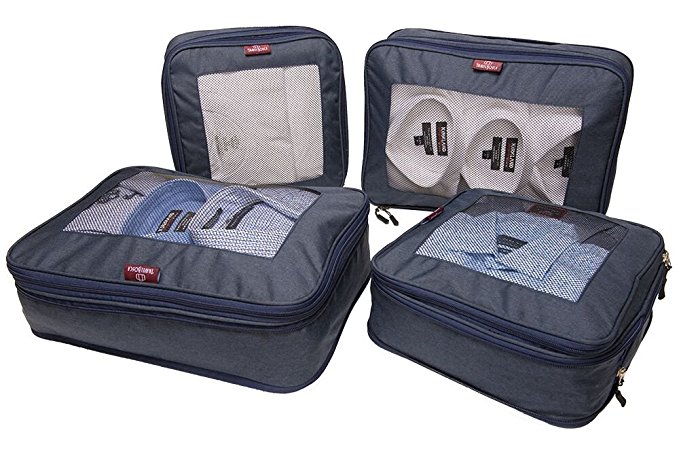 Compression Packing Cube Set By TravelBosca | 4 Piece Luggage Cubes for Organized Travel | M/L Cubes For Carry On