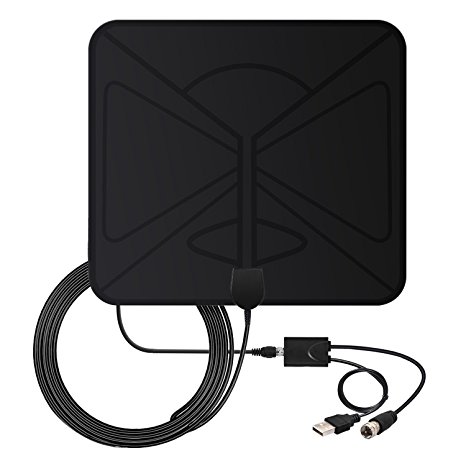 TV Antenna 50 Miles Booster - Coolmade 2017 Indoor Digital HDTV Antenna with Detachable Signals Amplified Booster Loog Range Antenna for TV 1080P High Reception Free TV with 9.8Ft Coaxial Cable