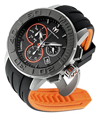 Technomarine Men's 'Reef' Quartz Titanium and Silicone Casual Watch, Color:Black (Model: TM-515001)