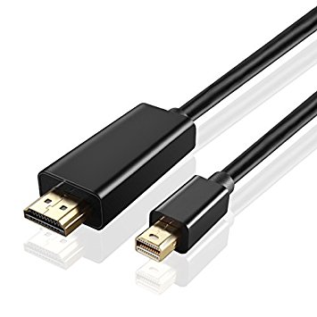 TNP Mini DisplayPort to HDMI Adapter Cable - 4K 4Kx2K 2160P Ultra HD UHD (Thunderbolt 2 Compatible) mDP Mini DP to HDMI Male Connector Port Video Audio Converter Plug Wire Cord (6FT, Black 1080P)