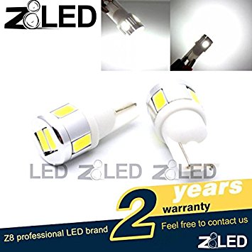 (Pack of 2) Z8 LED Top Quality Extremely Bright T10 194 192 193 168 2825 W5w LED Bulbs 5730 6-smd Auto Bulb Light