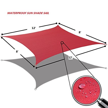 Alion Home Waterproof Woven Sun Shade Sail - Burgundy Red (8' x 12')