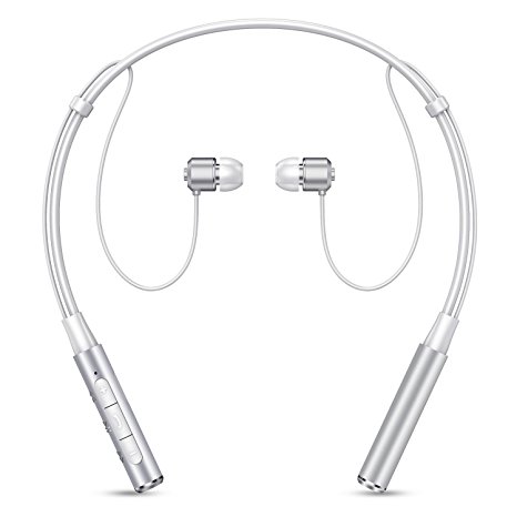 Bluetooth Headphones, Senbowe™ Magnet Wireless Neckband Bluetooth Headset V4.1 Stereo Noise Cancelling Sweatproof Sports Earbuds with Mic (White)