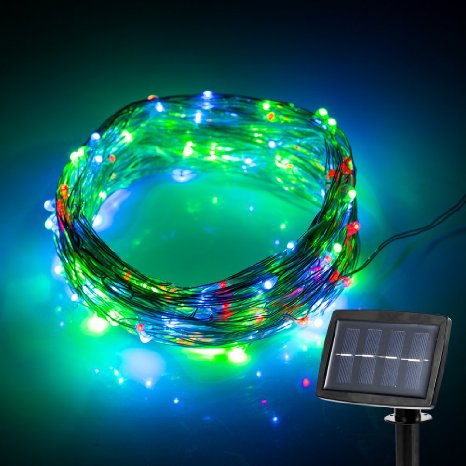 {New Version Solar Powered} 150LED 72Feet String Lights Starry Copper Wire Lights, Solar Fairy String Lights Ambiance Lighting for Outdoor, Gardens, Homes, Christmas Party-- 2 Modes (Steady on / Flash) (Multi-color)