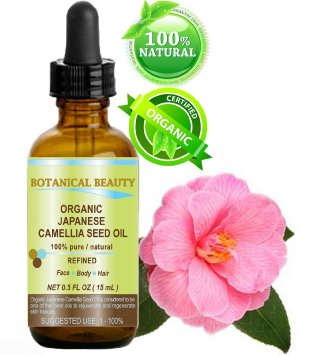 Japanese ORGANIC CAMELLIA Seed Oil. 100% Pure / Natural / Undiluted / Refined / Cold Pressed Carrier Oil. Rich antioxidant to revitalize and rejuvenate the hair, skin and nails. 0.5 Fl.oz-15ml. by Botanical Beauty