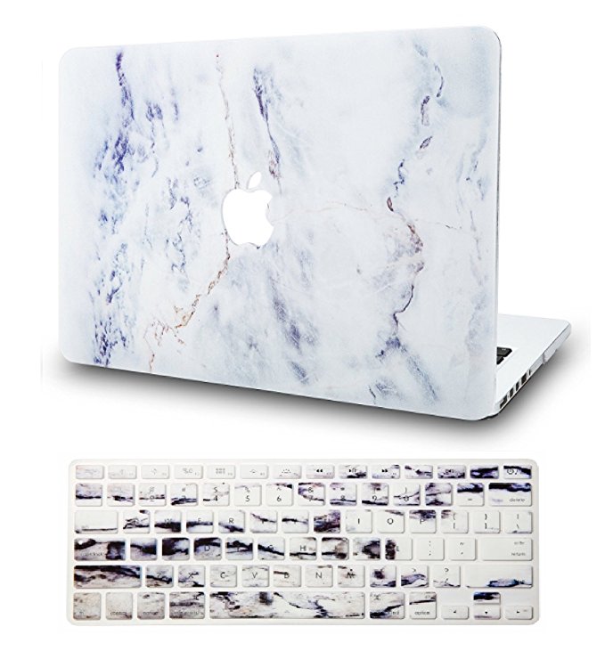 KEC MacBook Pro 13 Case 2017 & 2016 w/ Keyboard Cover Plastic Hard Shell Rubberized A1706/A1708 Touch Bar (White Marble 3)