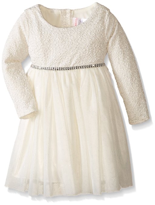 Youngland Little Girls' Novelty Sparkle Knit Bodice Mesh Dress
