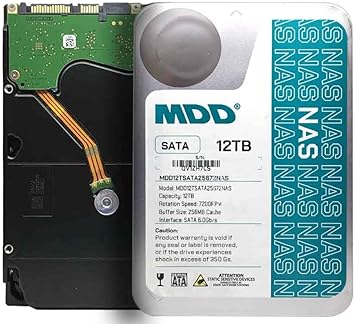 MDD (MDD12TSATA25672NAS) 12TB 7200 RPM 256MB Cache SATA 6.0Gb/s 3.5" Internal NAS Hard Drive - 5 Years Warranty (Renewed)