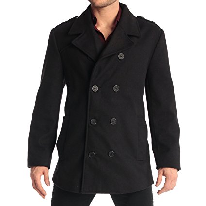 Alpine Swiss Jake Mens Wool Pea Coat Double Breasted Jacket