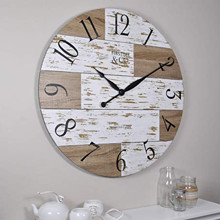 FirsTime & Co. Harper Pallets Wall Clock, 27", Shabby White