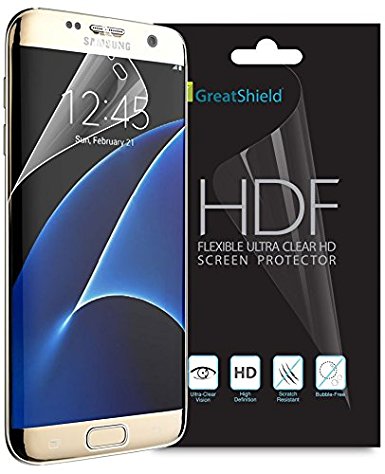 Galaxy S7 Edge Screen Protector, GreatShield [Ultra Clear HD][Full Coverage] HDF Anti-Bubble Silicone Layer [TPU Film | 4H Technology] Shield for Samsung Galaxy S7 Edge with LIFETIME WARRANTY - 2 Pack