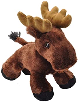 Wild Republic Hug'ems Soft Toy, Gifts for Kids, Moose Cuddly Toy 18cm