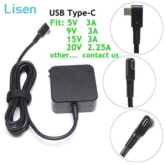 45W USB Type C AC Adapter Charger Replacement For HP Spectre x360 13 TPN-CA01,Lenovo Yoga 720 910 720-13IKB 910-13IKB,IdeaPad 720s,Miix 720-12ikb,Thinkpad X1 Tablet Yoga 5 Pro GX20M33579 Power Cord