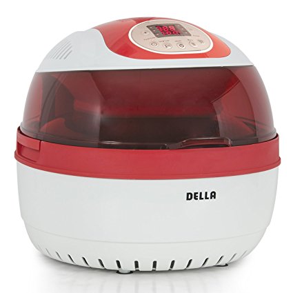 Della 1500W Digital Electric Turbo Air Fryer Temperature Timer Control Calorie Reducer Oil-Less Griller Roaster, 10L