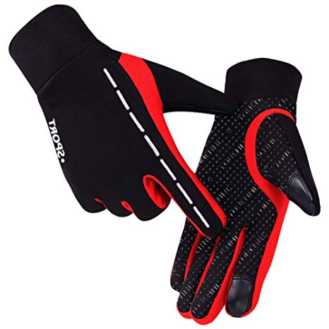 Uoobeetryy Winter Cycling Gloves Women, Full Finger Touch Screen Ski Gloves Windproof Reflective Running Gloves Cold Weather Outdoor Sports