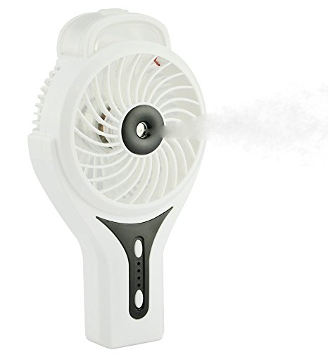 EMDMAK Mini Handheld Cooling USB Misting Fan with Rechargeable Battery for Home Office and Travel (White)