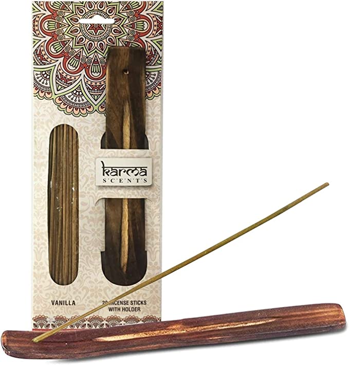 Karma Scents Premium Incense Sticks Starter Pack - 20 Sticks with a Holder in Each Box (Vanilla)