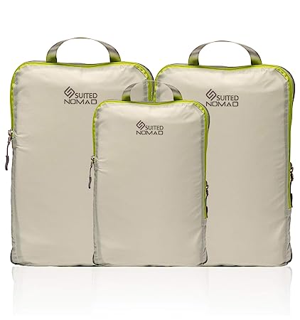 SuitedNomad Compression Packing Cubes Set,Ultralight Travel Organizer Bags (Cool Gray, 4Piece)