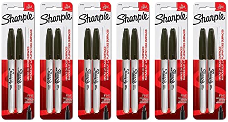 Sharpie Permanent Markers, Fine Point, Black Ink, Pack of 12 (30162)