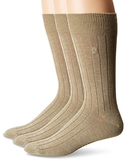 Chaps Men's Solid Rib Casual Crew Socks with Embroidered Logo (3 Pack)