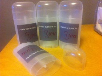 5 Deodorant Containers Empty - With "I Made It At Home for You" on Outside by Oils2Health
