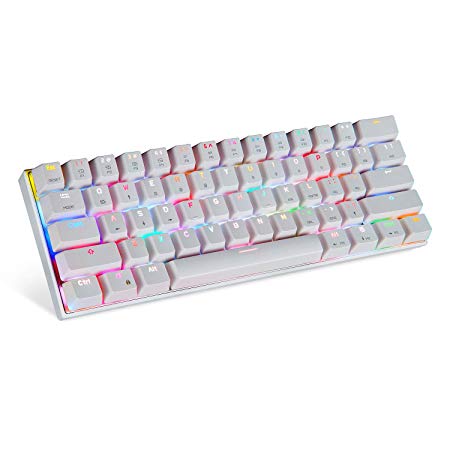 MOTOSPEED 61 Keys Wired/Wireless 3.0 Mechanical Keyboard 60% RGB LED Backlit Type-C Gaming/Office Keyboard for PC/Mac/Linux/iPad/iPhone/Smartphone/Laptop Blue Switch
