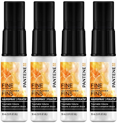 Pantene Pro-V Fine Hair Touchable Volume Flexible Hold Hairspray, Travel Size, 1 oz, 4 pk