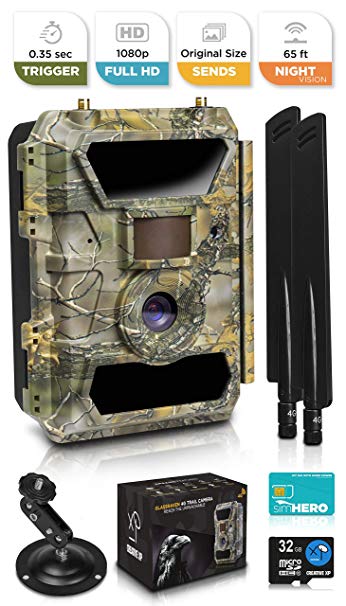 CREATIVE XP 4G Cellular Trail Cameras – Outdoor WiFi Full HD Wild Game Camera with Night Vision for Deer Hunting, Security - Wireless Waterproof and Motion Activated – 32GB SD Card   Sim Card