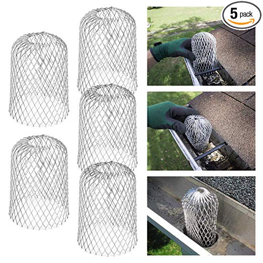 Magicfly Gutter Guard, Pack of 5, 3 Inch Expand Aluminum Filters Strainer, Stop Leaves Debris Clogging Downpipes, Silver