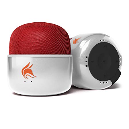 Mini Bluetooth Speaker with FM Radio – an Elegant Small Speaker with a Big 5W Sound. Wireless Speaker for iPhone, iPad, Smartphone. Pocket Size Portable (White & Red)