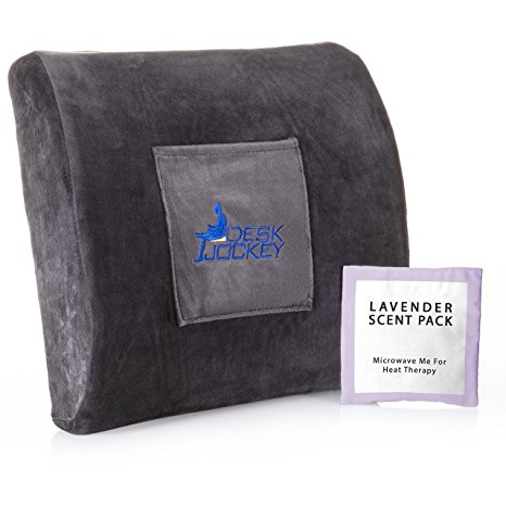Premium Aroma-Therapeutic Grade Lumbar Support Cushion w/ Pain Free Guarantee for Lower Back Pain Relief, Back Support Pillow, Driving Seat Lumbar Pillow, Lavender Essential Oil Scent Stress Relief
