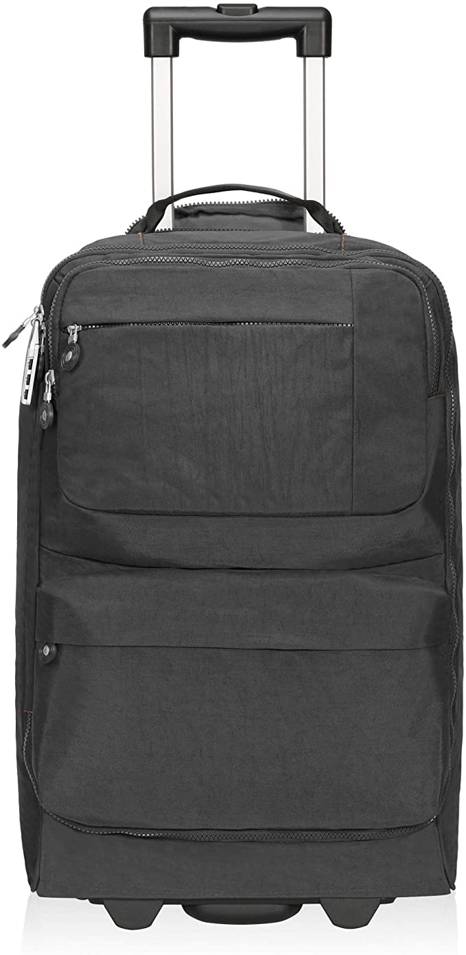 Travel Max Rolling Backpack 35L Carry On Luggage Backpack with Wheels for International Travel Weekend Overnight Bags for Women Men Adults 21x14x8 Inches(Grey)