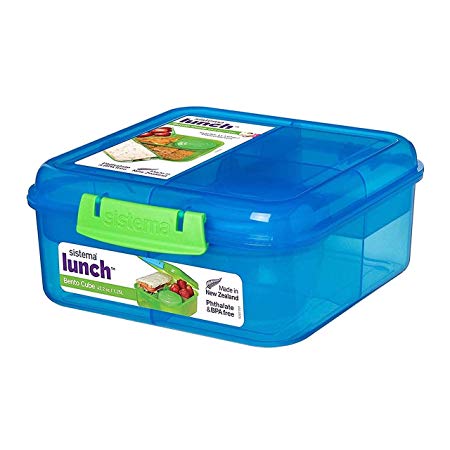 Sistema 41685 Lunch Collection Bento Box Color, Small, Assorted Colors Solid Contrasting Klips (Colors may vary)