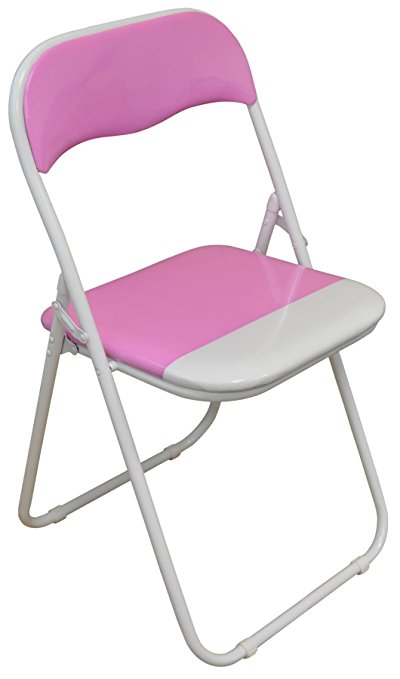 Harbour Housewares Pink / White Padded, Folding, Desk Chair