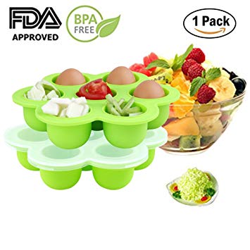 EH-LIFE Silicone Baby Food Freezer Tray with Clip-on Lid - Perfect Storage Container for Homemade Baby Food, Vegetable & Fruit Purees and Breast Milk - BPA Free & FDA Approved (Green)