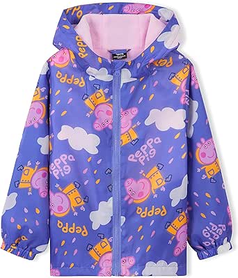 Peppa Pig Kids Waterproof Jacket - Rain Coat for Girls, Fleece Lined Hooded Jacket for Toddlers and Kids, 2-6 Years