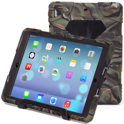 Aceguarder New Design Ipad Air 5 Waterproof Shockproof Snowproof Dirtproof Super Protection Cover Case with Stand for Kids Outdoor Sports Travel Adventure Gifts Carabiner whistle capacitor Pen Handwriting (Aceguarder Brand) (CAMO-BLACK)