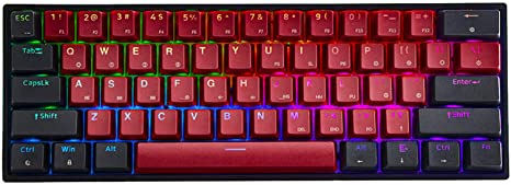 EPOMAKER SKYLOONG SK61 60% Hot Swappable RGB Mechanical Gaming Keyboard, Programmable NKRO with Shine Through PBT Keycaps, IP6X Waterproof, for Win Mac Gamer (Gateron Mechanical Black, Wine Red)