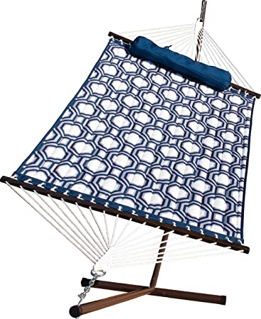 Algoma 6291WL Quilted Hammock and Stand Combination, 275 lbs. Cap /11' L, Blue