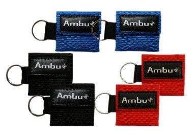 6 Pc Variety Bundle Ambu Res-Cue Key Mini CPR Mask Keychains (2-Rd, 2-Blu, 2-Blk)